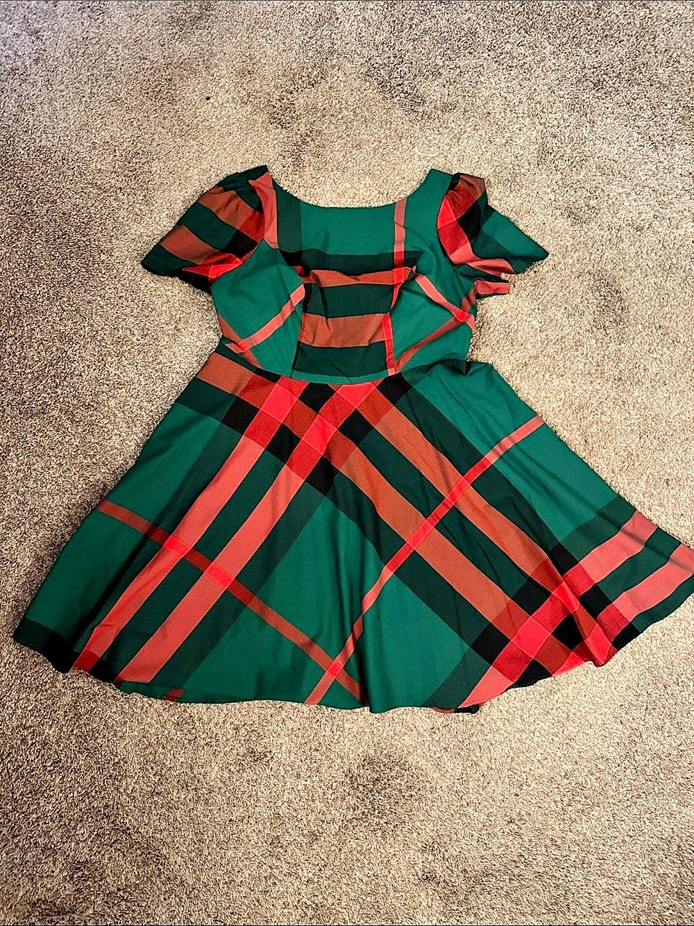ModCloth Plaid Midi Dress in Green & Red Size 16W